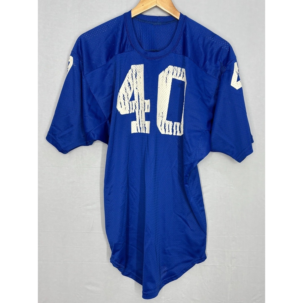 High School 40 Blue Football Jersey Adult Size Large Retro Fan Gear Vintage Worn